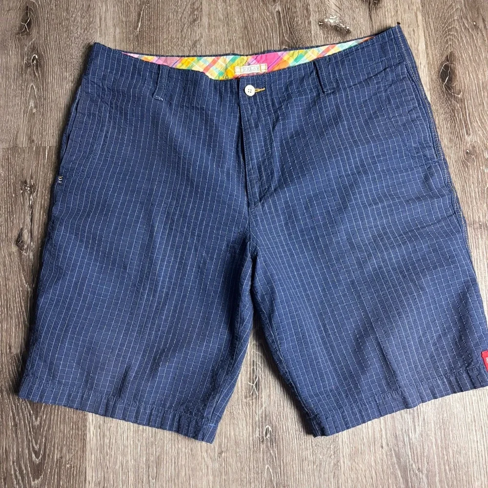 Tommy Bahama Men's 40 Relax‎ Cotton Textured Multicolor Thread Check Blue Shorts